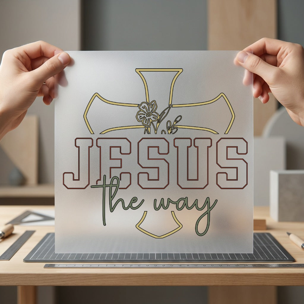 Jesus Way Cross Floral Christian Faith Ready to Press DTF Transfer for Dtf