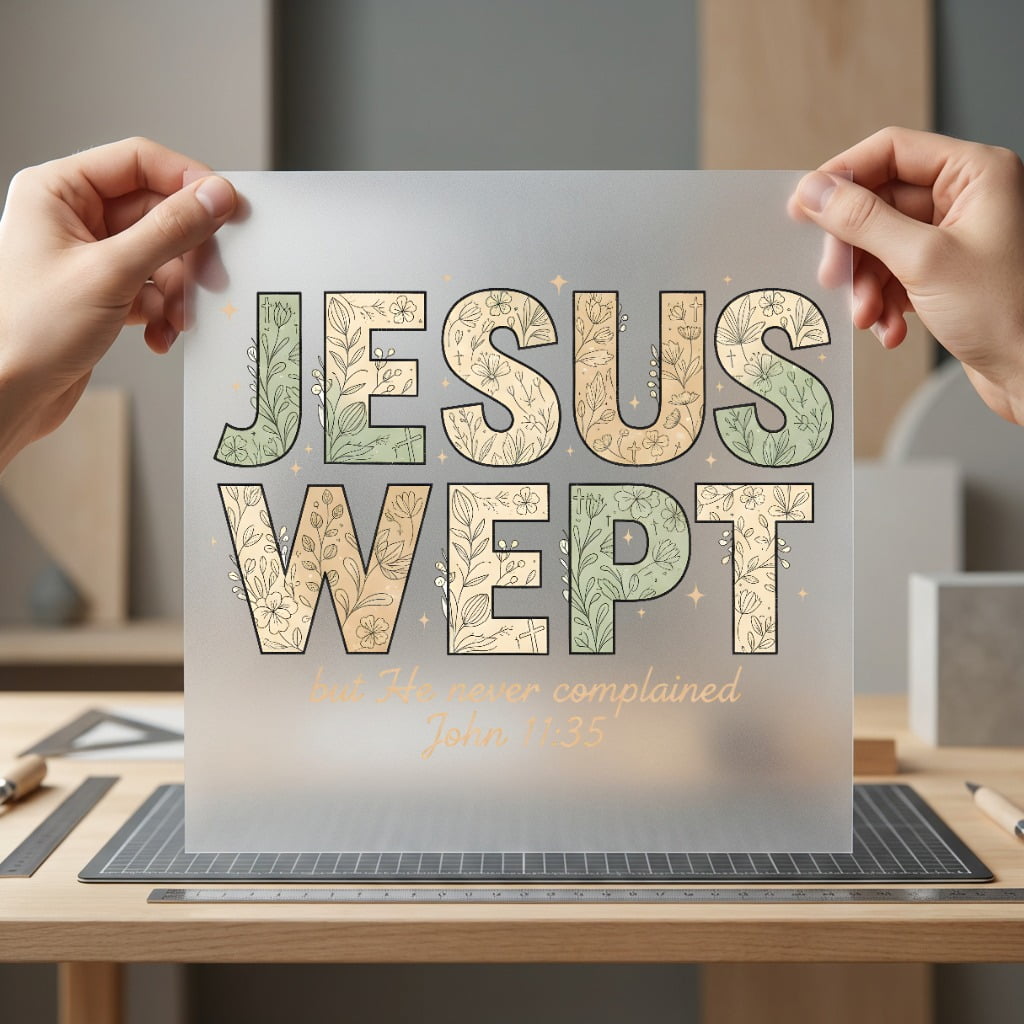 Jesus Wept Floral Quote Christian Faith Ready to Press DTF Transfer for Dtf