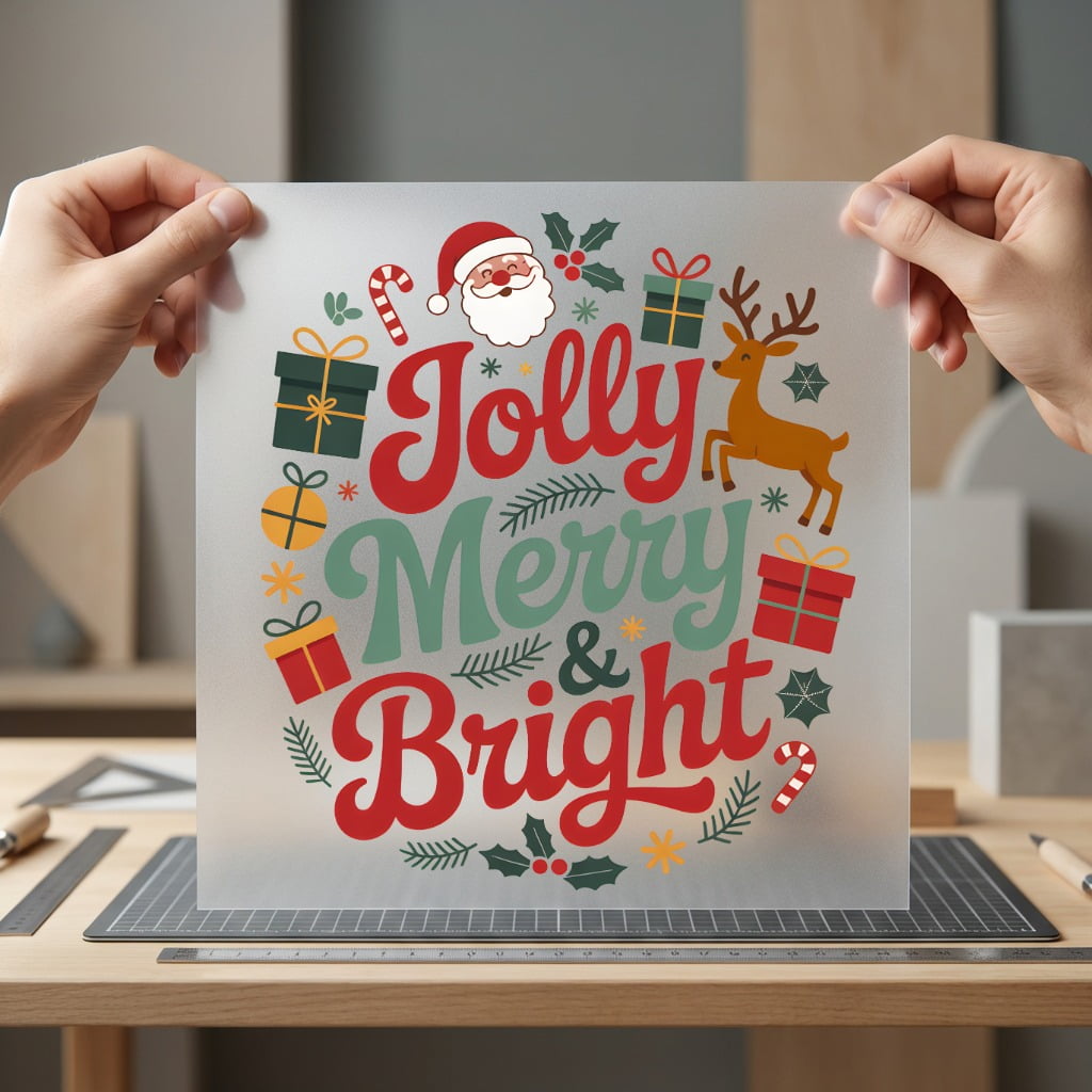 Jolly Merry Bright Christmas Christmas Retro Ready to Press DTF Transfer for Dtf