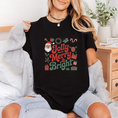 Jolly Merry Bright Retro Christmas Retro Ready to Press DTF Transfer for Dtf