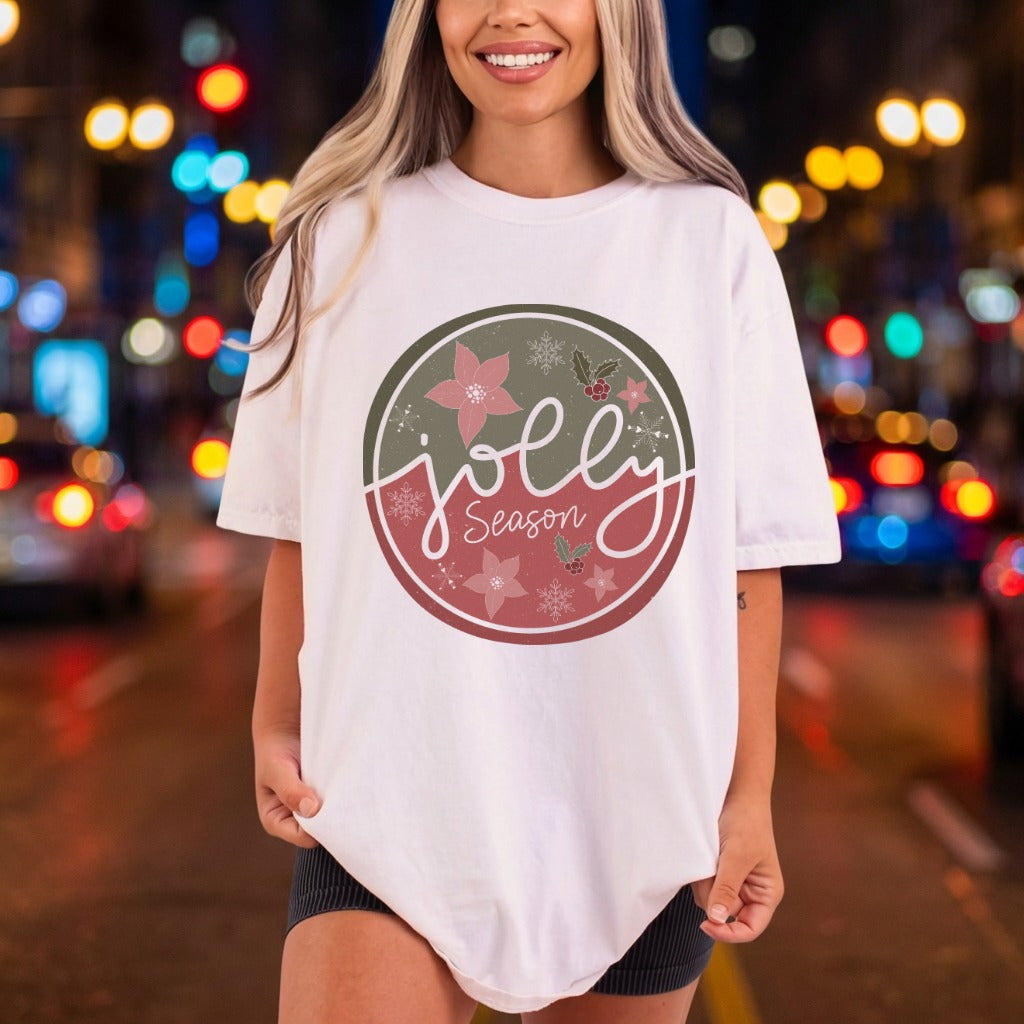 Jolly Season Winter Floral Christmas Winter Ready to Press DTF Transfer for Dtf