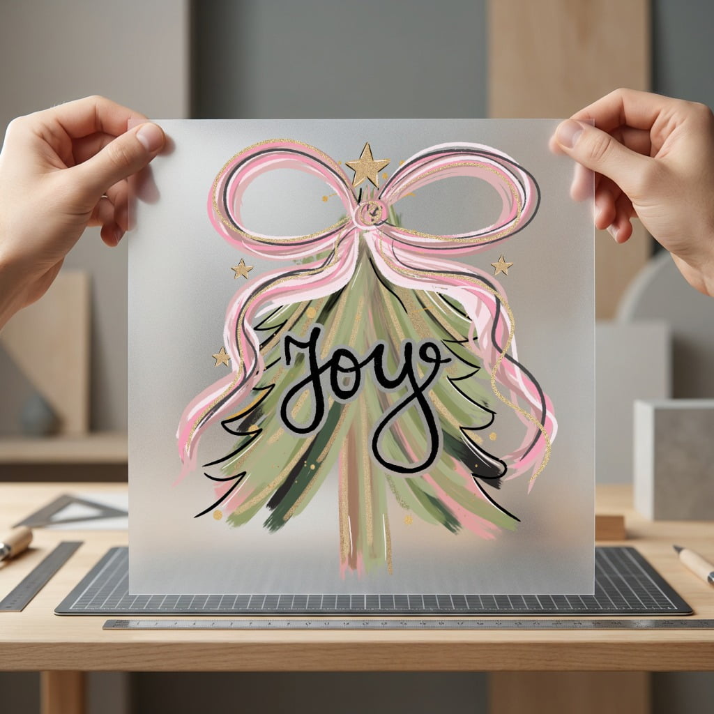 Joy Christmas Tree Brushstroke Christmas Aesthetic Ready to Press DTF Transfer for Dtf