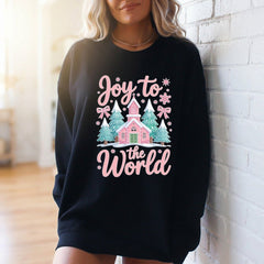 Joy to the World | Winter Church & Evergreen Sweatshirt - Luckets.com
