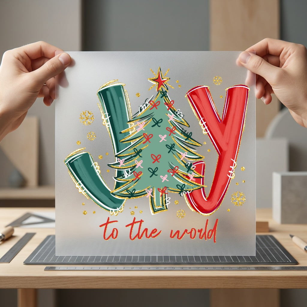 Joy World Christmas Tree Christmas Ready to Press DTF Transfer for Dtf