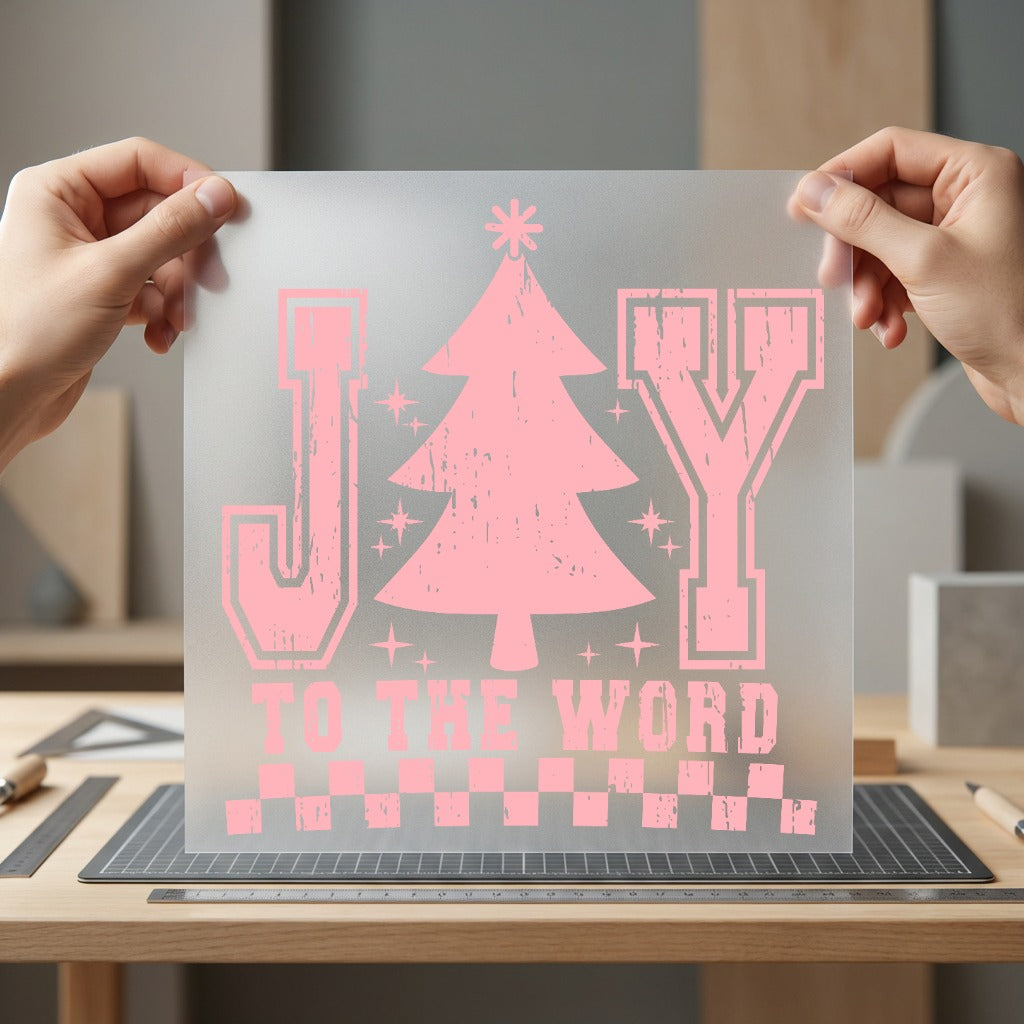 Joy World Distressed Christmas Christmas Vintage Ready to Press DTF Transfer for Dtf