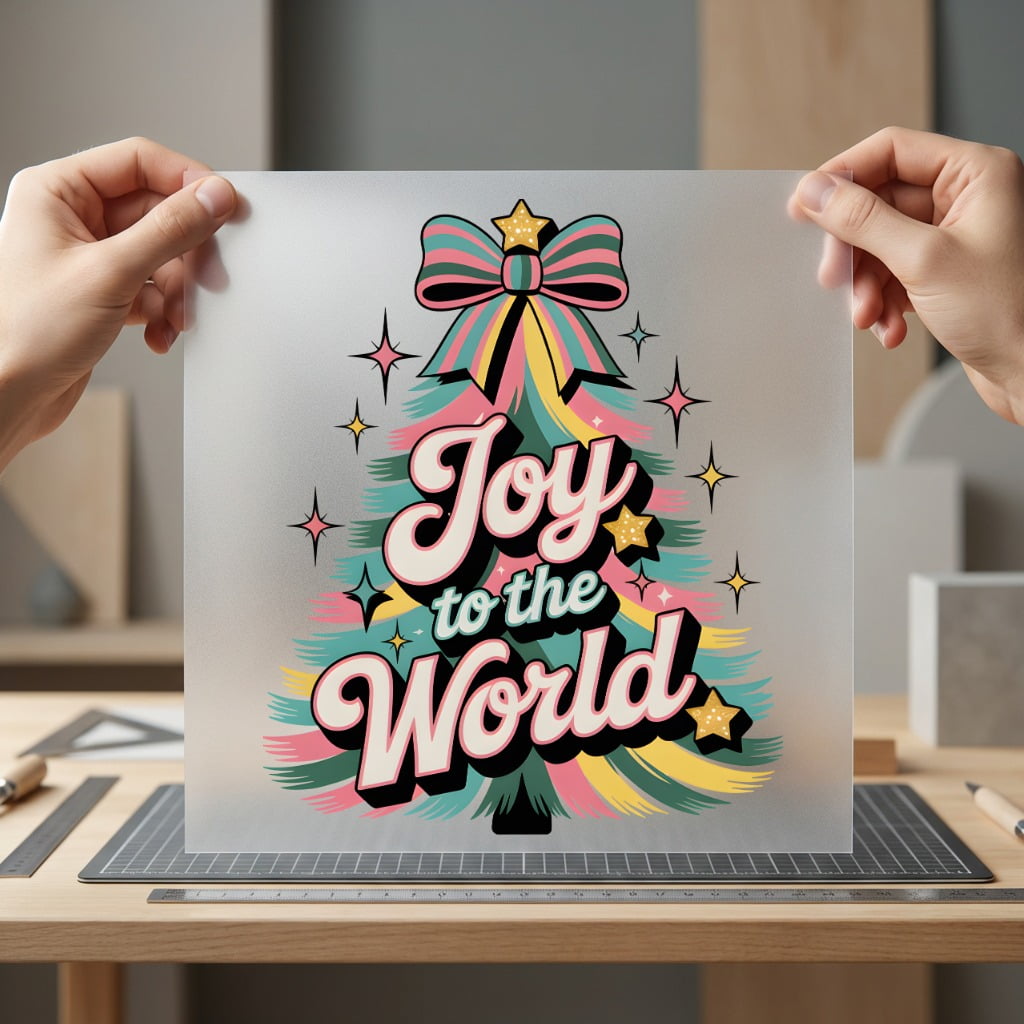 Joy World Retro Christmas Christmas Retro Ready to Press DTF Transfer for Dtf