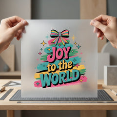 Joy World Retro Christmas Christmas Retro Ready to Press DTF Transfer for Dtf