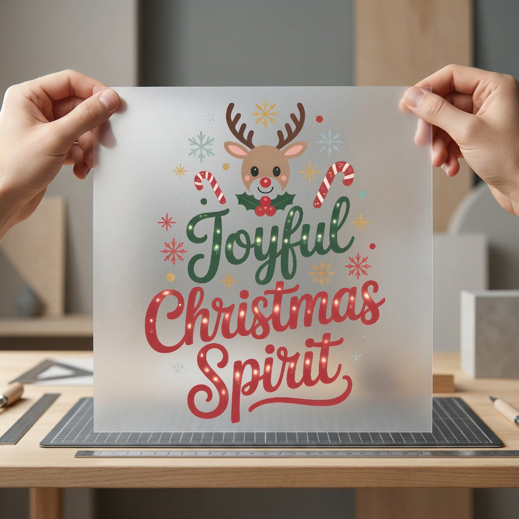 Joyful Christmas Spirit Reindeer Christmas Ready to Press DTF Transfer for Dtf