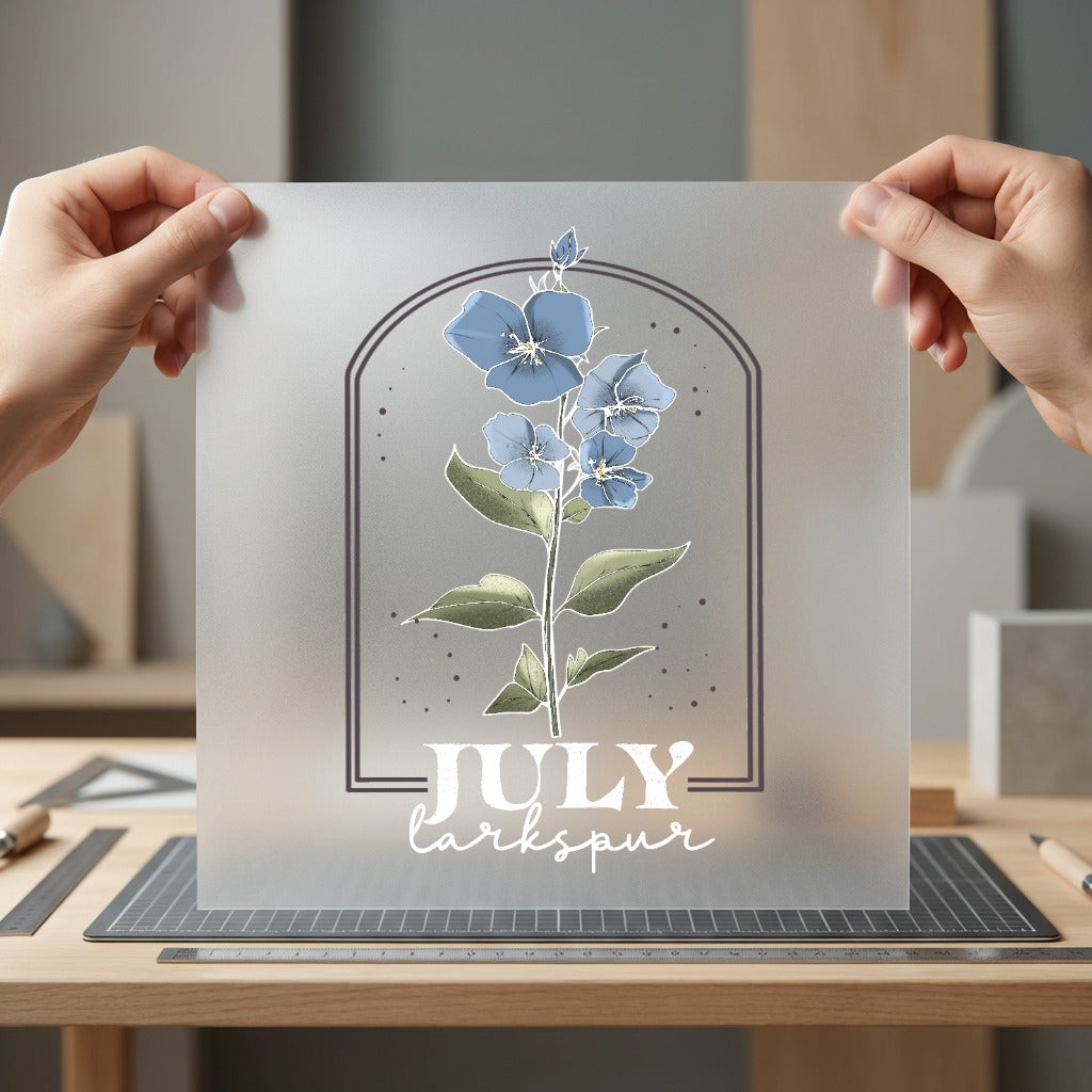 July Larkspur Birth Flower Aesthetic Floral Ready to Press DTF Transfer for Dtf