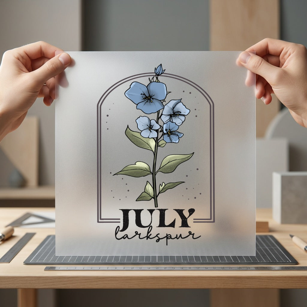 July Larkspur Birth Flower Aesthetic Floral Ready to Press DTF Transfer for Dtf