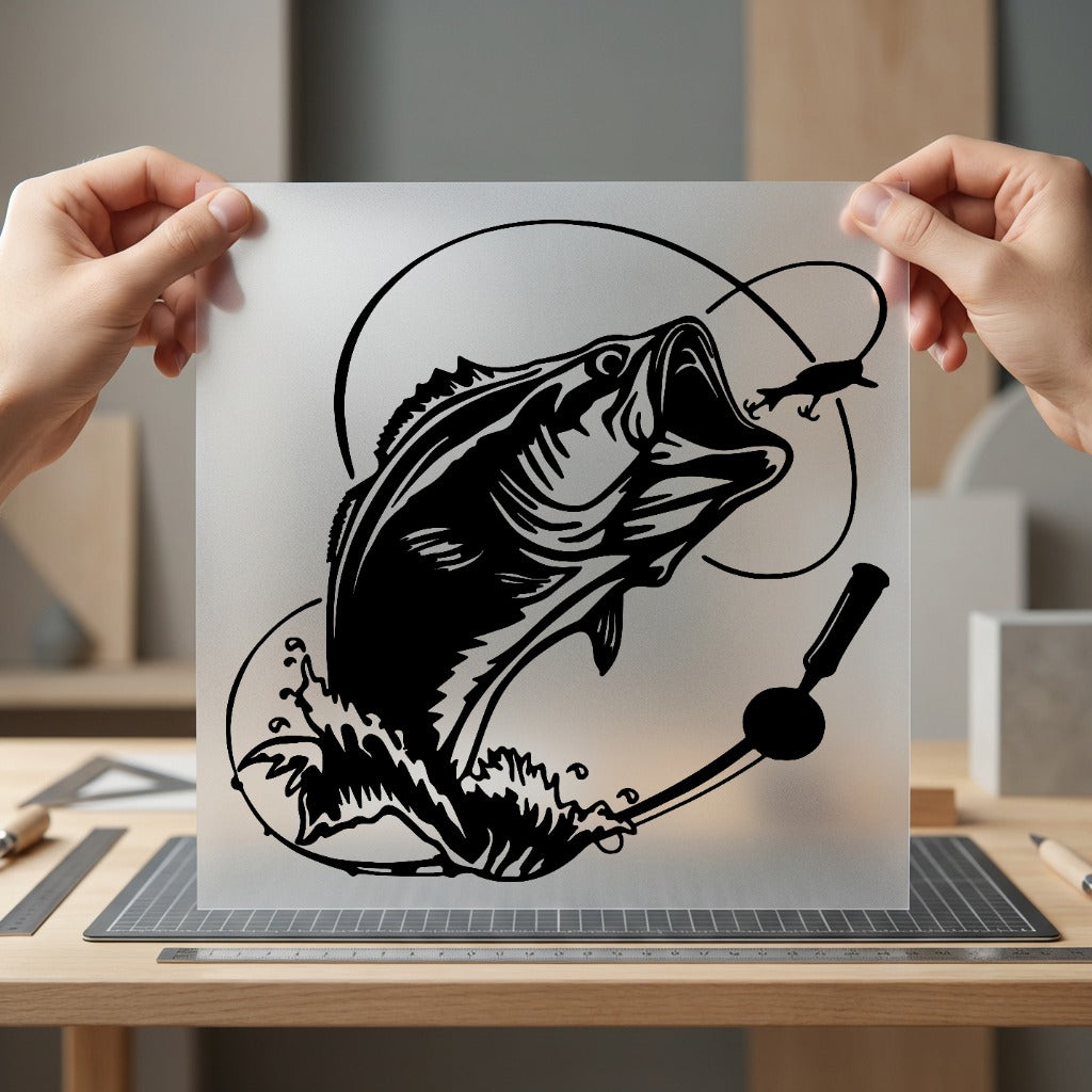 Jumping Bass Fishing Angler Dad Fishing Ready to Press DTF Transfer for Dtf