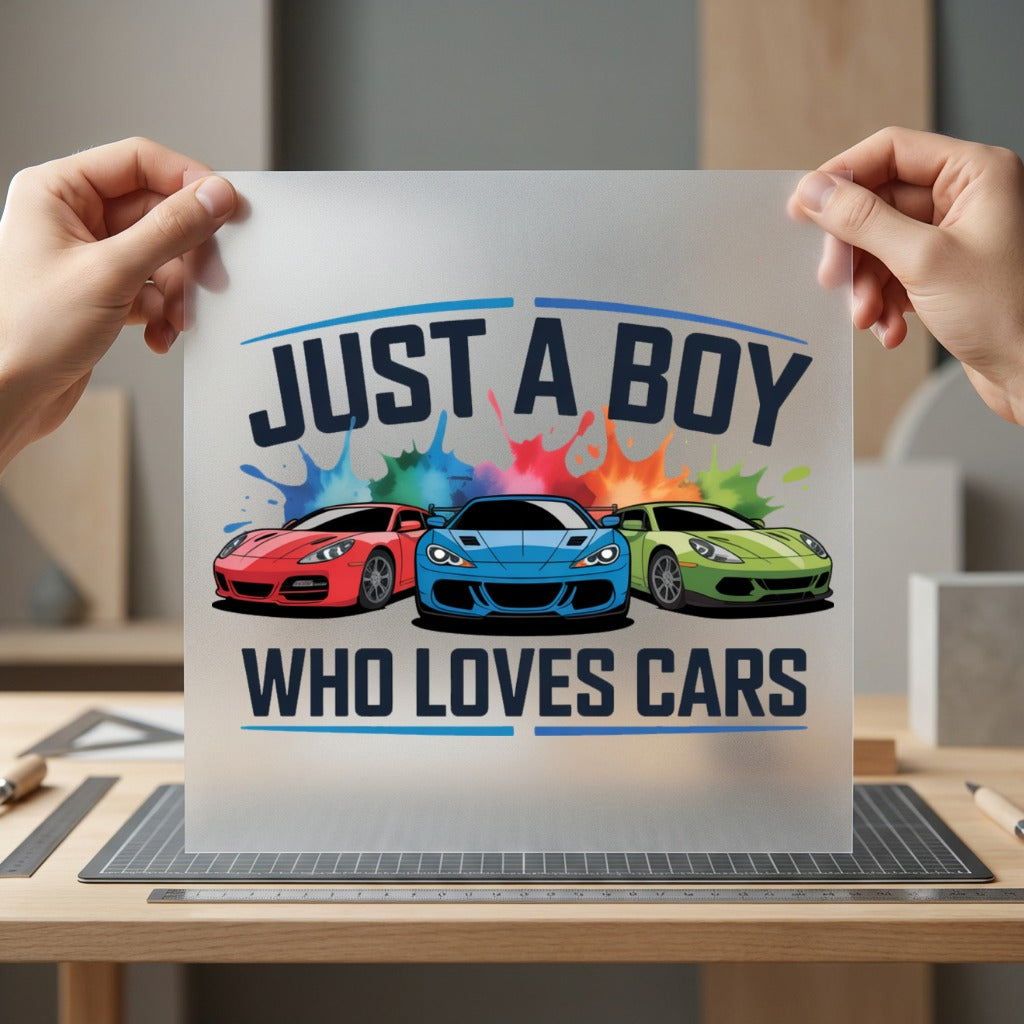 Just Boy Who Loves Dad Funny Ready to Press DTF Transfer for Dtf