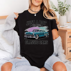 Just Boy Who Loves Dad Vintage Ready to Press DTF Transfer for Dtf