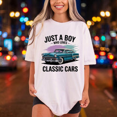 Just Boy Who Loves Dad Vintage Ready to Press DTF Transfer for Dtf