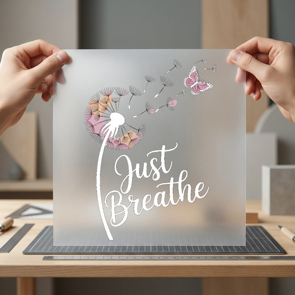 Just Breathe Dandelion Calm Butterfly Ready to Press DTF Transfer for Dtf