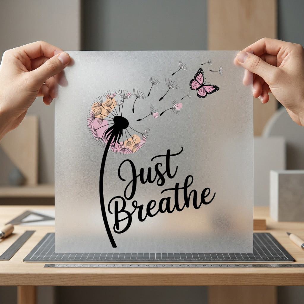Just Breathe Dandelion Calm Butterfly Ready to Press DTF Transfer for Dtf