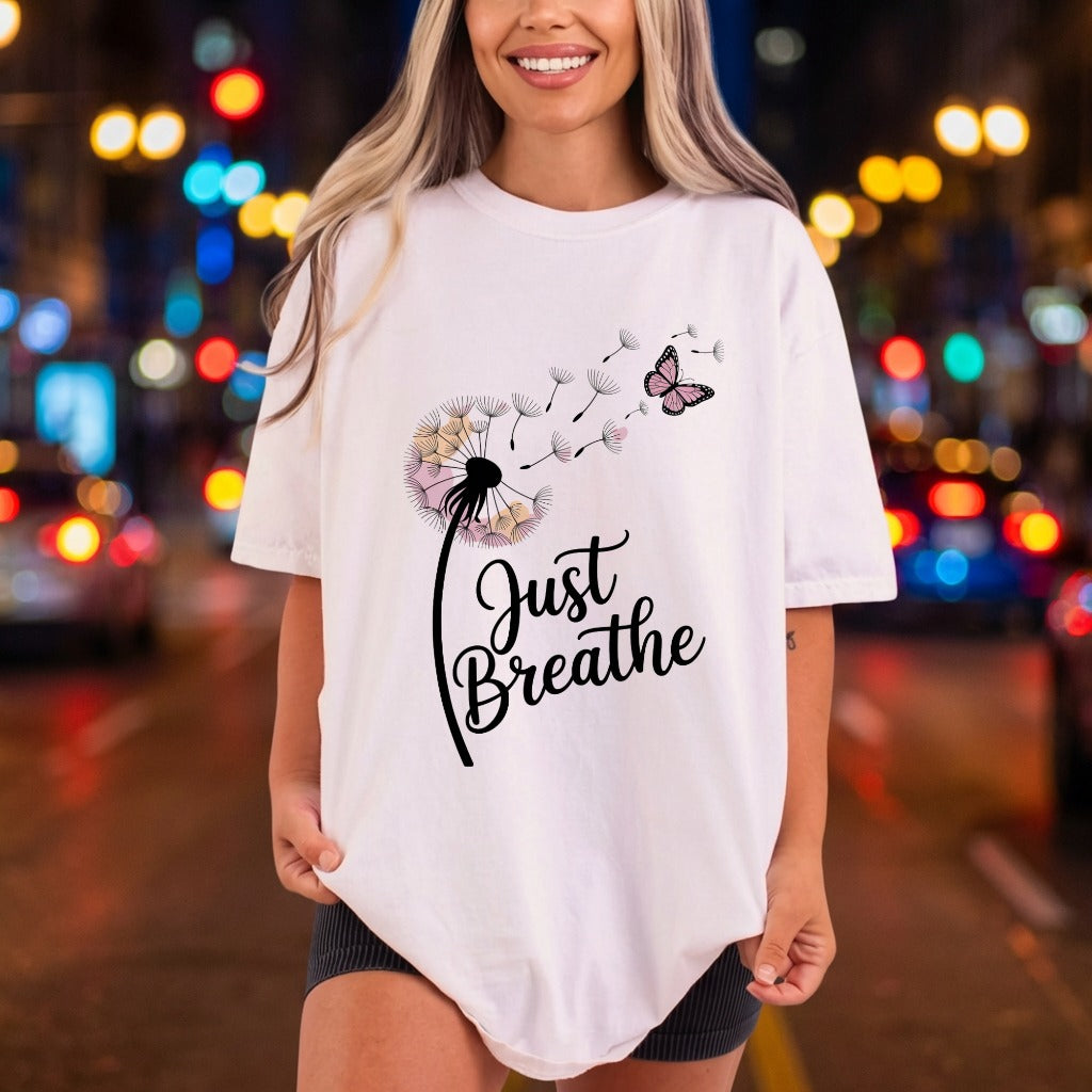 Just Breathe Dandelion Calm Butterfly Ready to Press DTF Transfer for Dtf