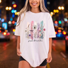 Just Breathe Floral Boho Boho Aesthetic Ready to Press DTF Transfer for Dtf