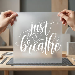 Just Breathe Script Heart Aesthetic Ready to Press DTF Transfer for Dtf