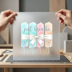 Just Breathe Text Watercolor Fitness Yoga Ready to Press DTF Transfer for Dtf