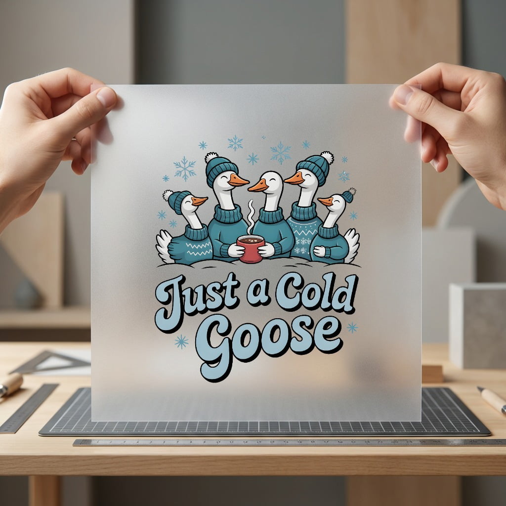 Just Cold Goose Winter Christmas Winter Ready to Press DTF Transfer for Dtf