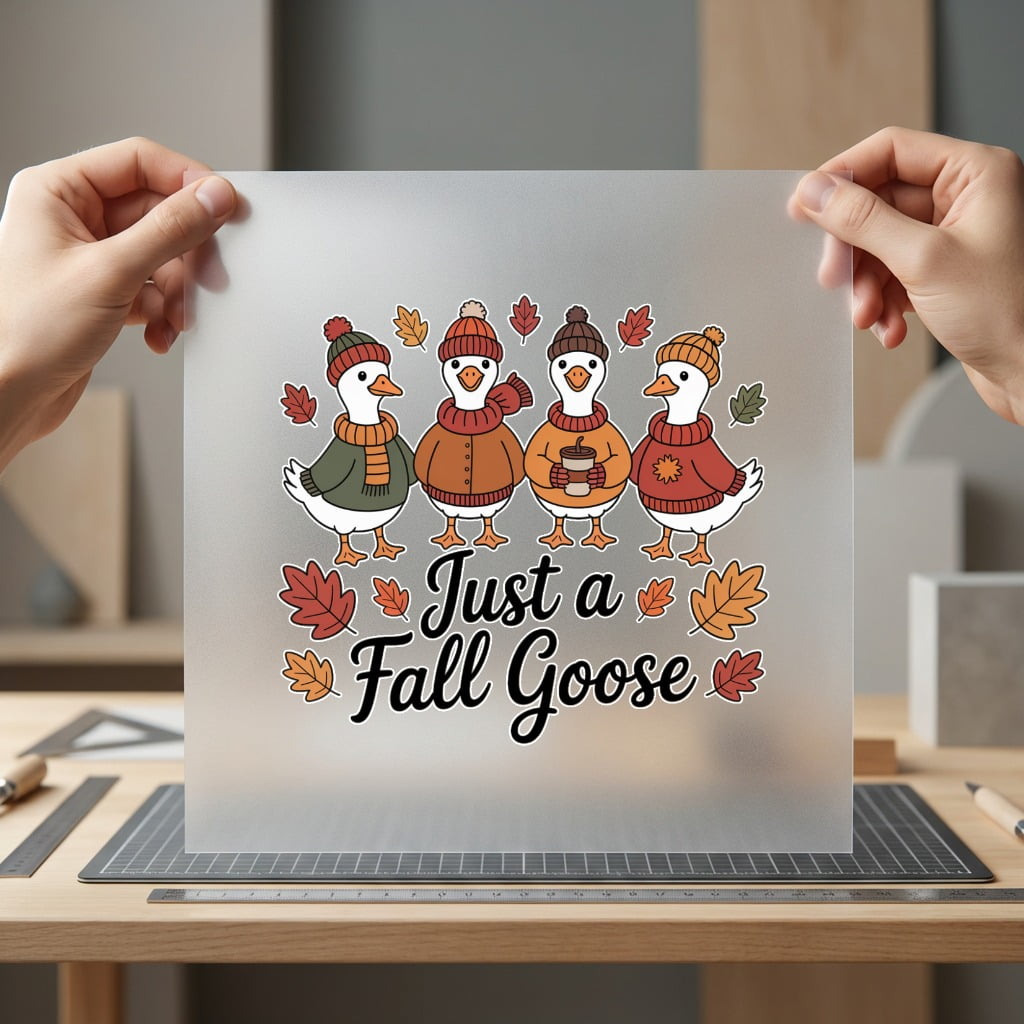 Just Fall Goose Autumn Fall Pet Ready to Press DTF Transfer for Dtf