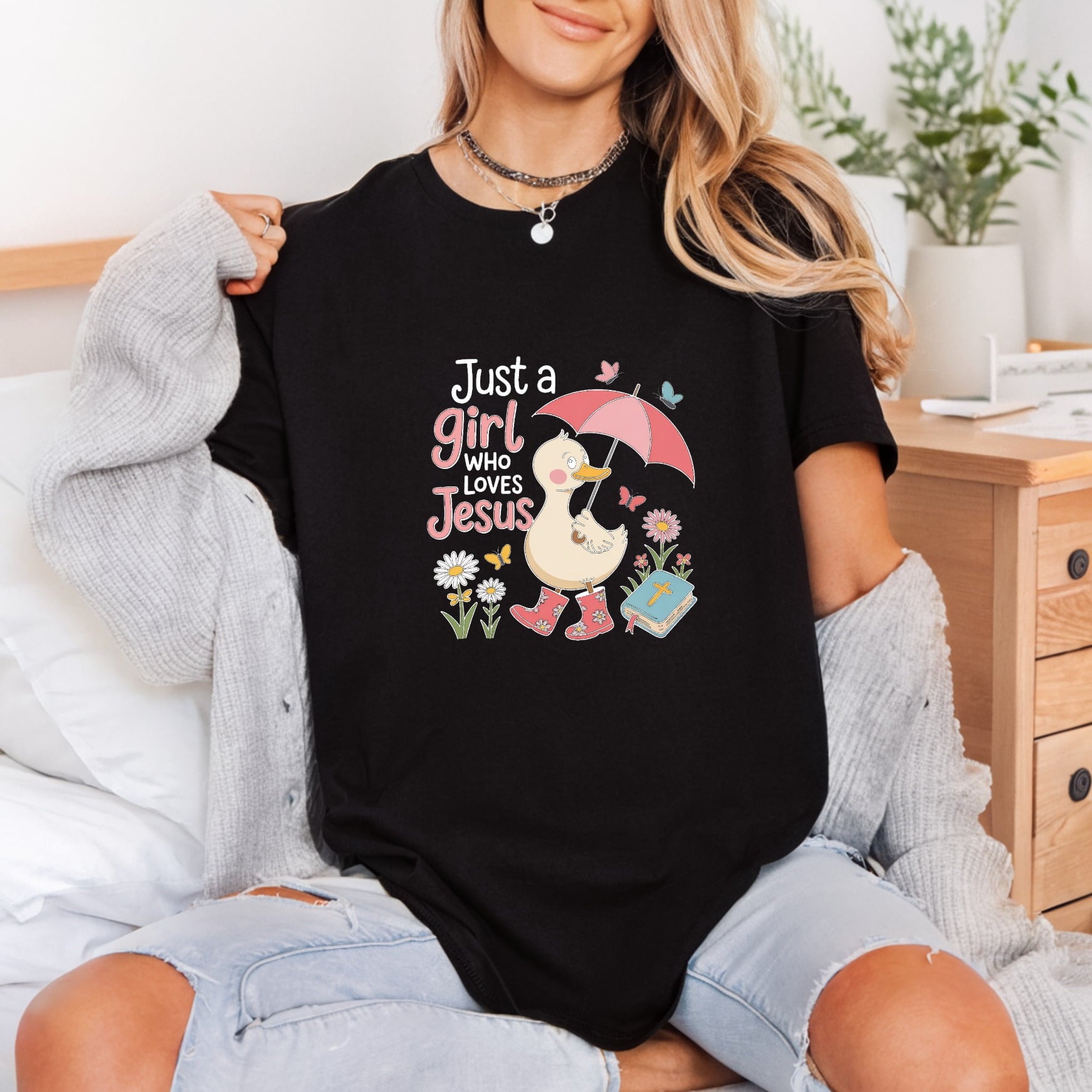 Just Girl Who Loves Christian Faith Ready to Press DTF Transfer for Dtf