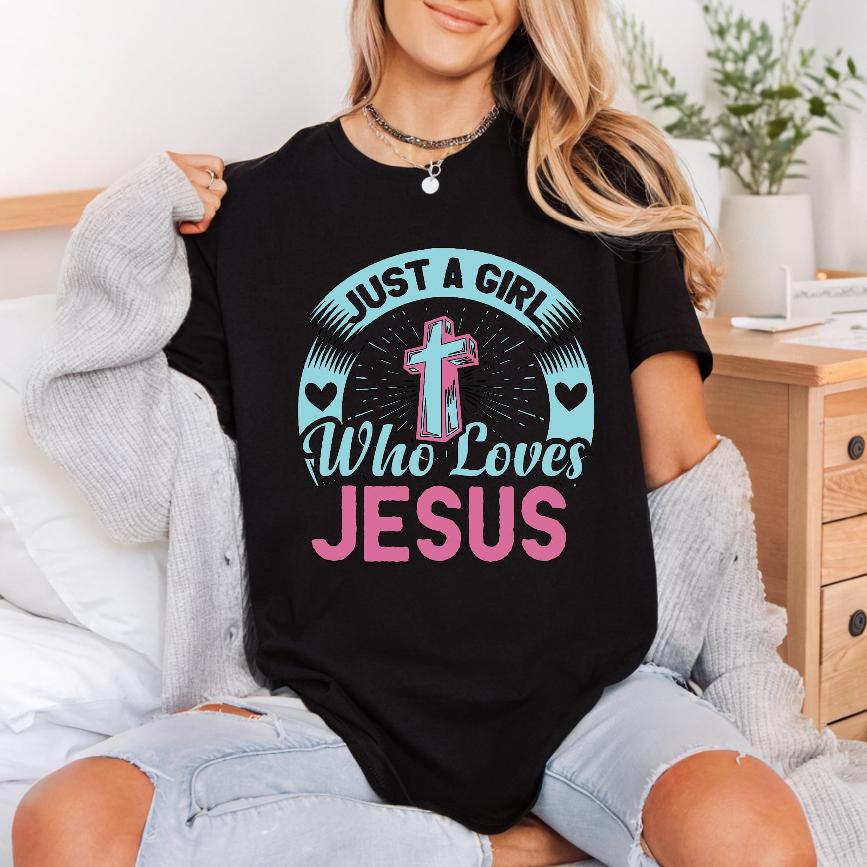 Just Girl Who Loves Christian Faith Ready to Press DTF Transfer for Dtf