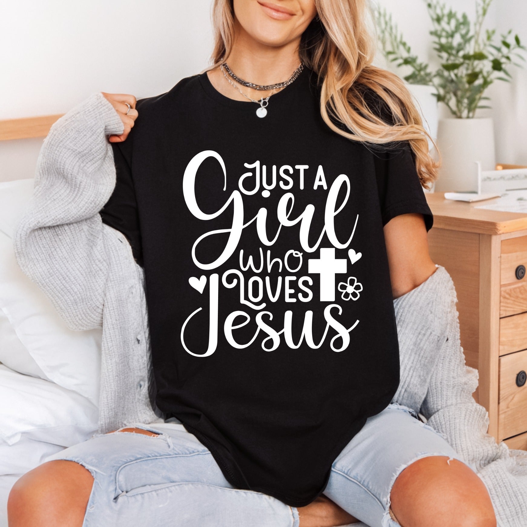 Just Girl Who Loves Christian Faith Ready to Press DTF Transfer for Dtf