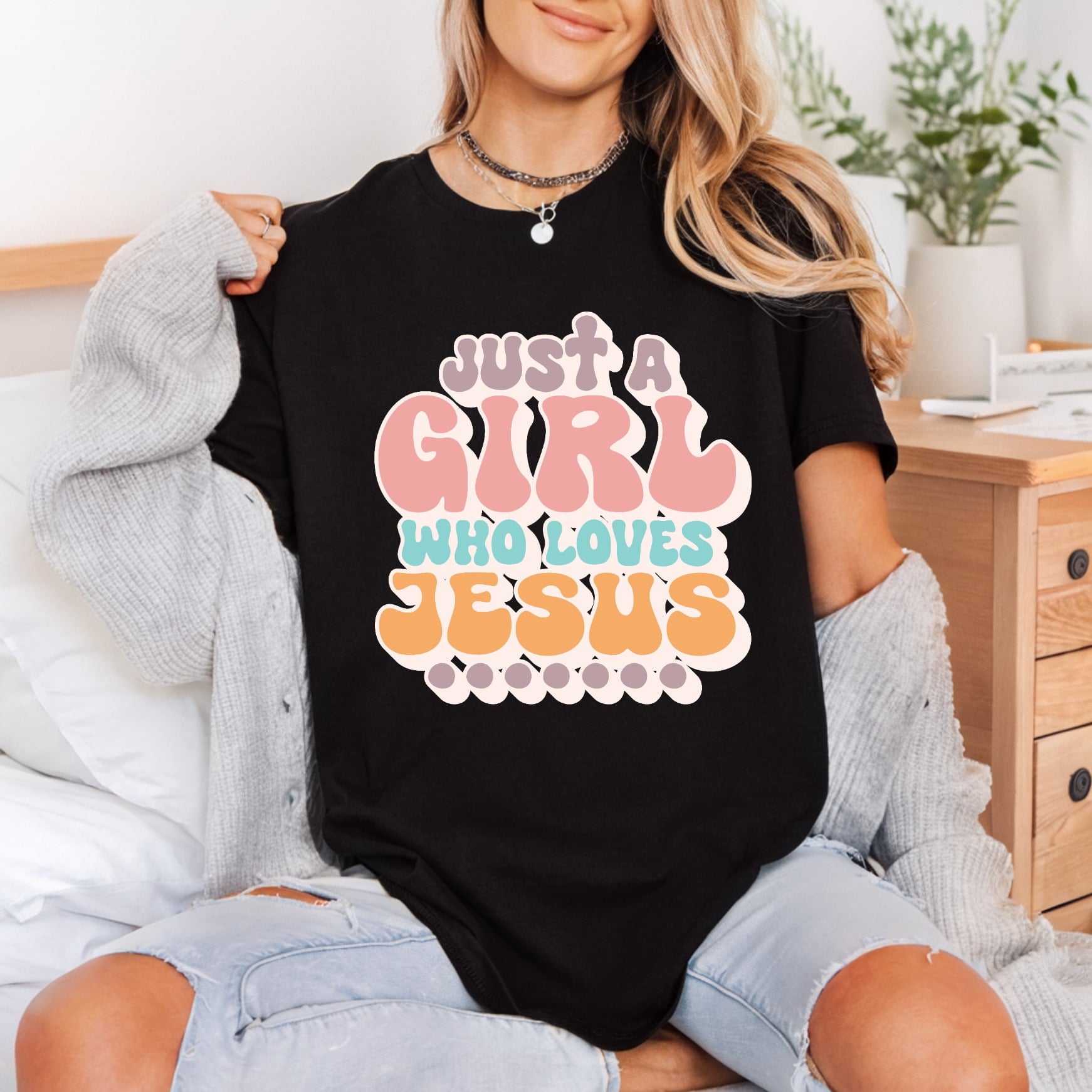 Just Girl Who Loves Christian Faith Ready to Press DTF Transfer for Dtf