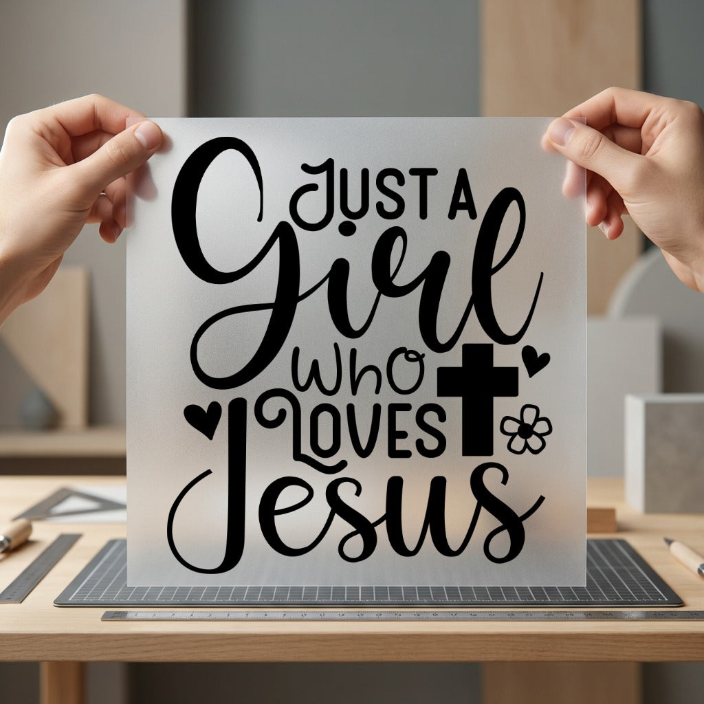 Just Girl Who Loves Christian Faith Ready to Press DTF Transfer for Dtf