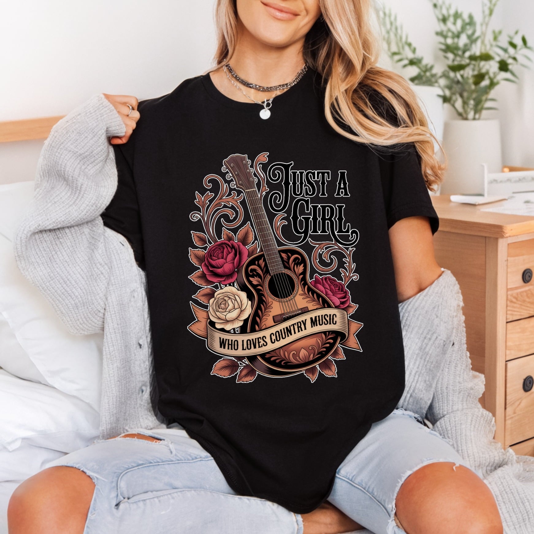 Just Girl Who Loves Usa Vintage Ready to Press DTF Transfer for Dtf