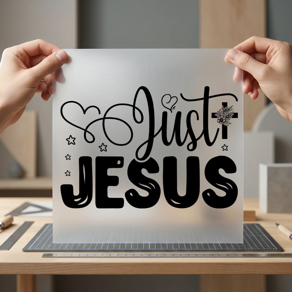 Just Jesus Script Faith-inspired Christian Faith Ready to Press DTF Transfer for Dtf