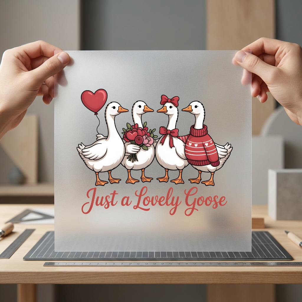 Just Lovely Goose Valentine Valentine Funny Ready to Press DTF Transfer for Dtf