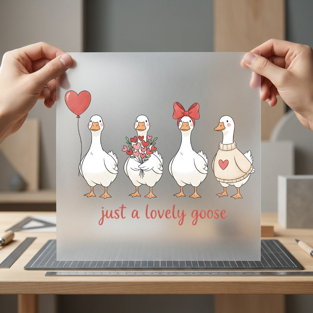 Just Lovely Goose Valentine Valentine Ready to Press DTF Transfer for Dtf