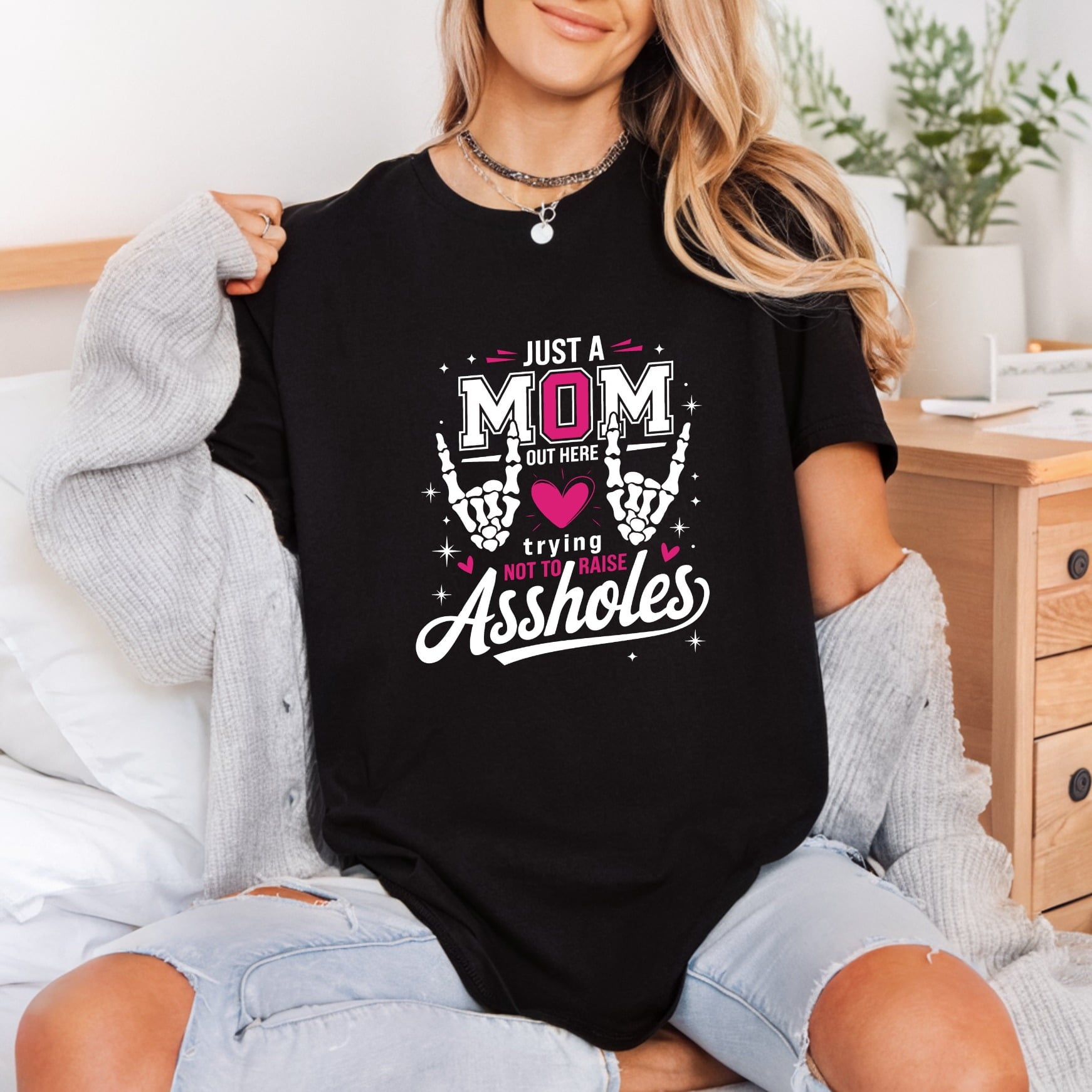 Just Mom Funny Skeleton Mom Funny Ready to Press DTF Transfer for Dtf