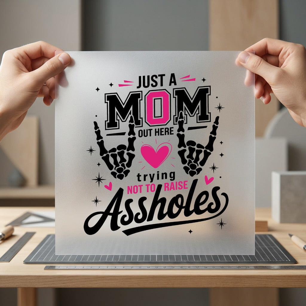 Just Mom Funny Skeleton Mom Funny Ready to Press DTF Transfer for Dtf
