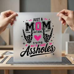 Just Mom Funny Skeleton Mom Funny Ready to Press DTF Transfer for Dtf