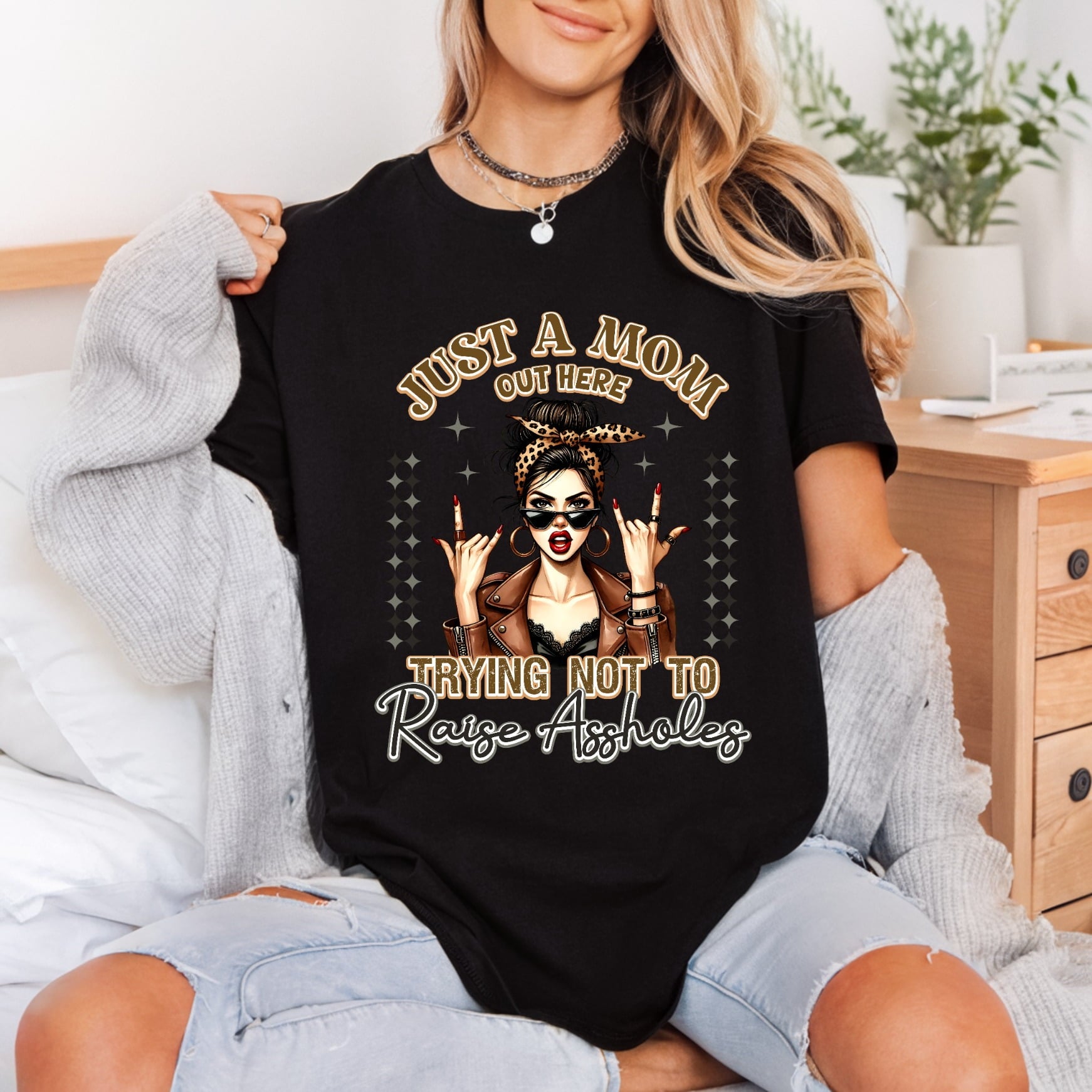 Just Mom Out Here Mom Funny Ready to Press DTF Transfer for Dtf