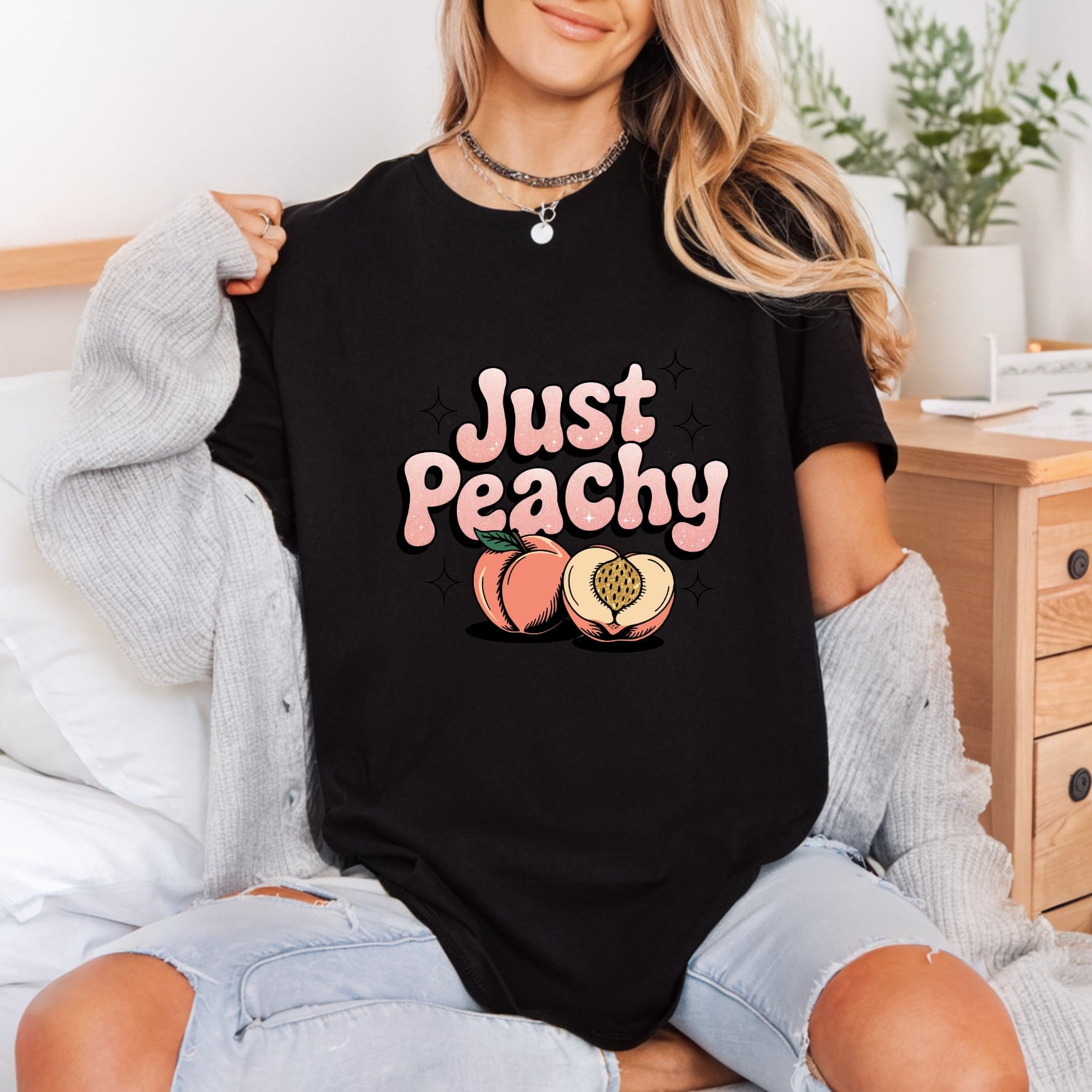Just Peachy Groovy Retro Retro Ready to Press DTF Transfer for Dtf