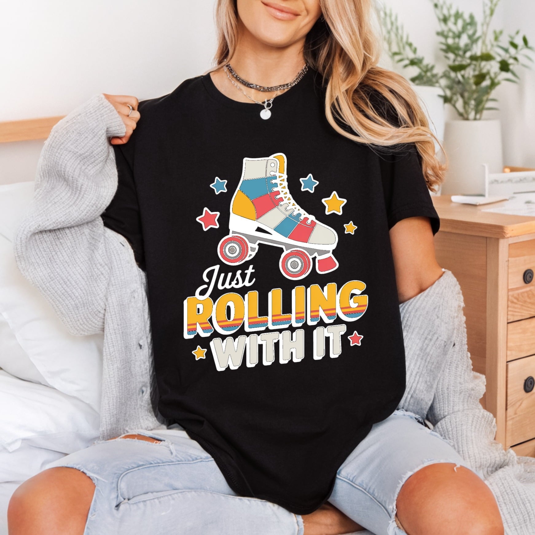 Just Rolling Retro Style Retro Ready to Press DTF Transfer for Dtf