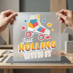 Just Rolling Retro Style Retro Ready to Press DTF Transfer for Dtf
