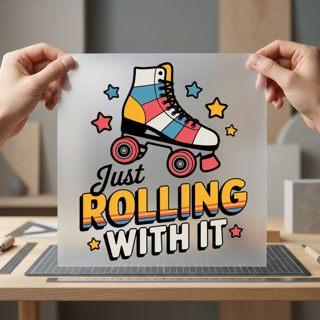 Just Rolling Retro Style Retro Ready to Press DTF Transfer for Dtf