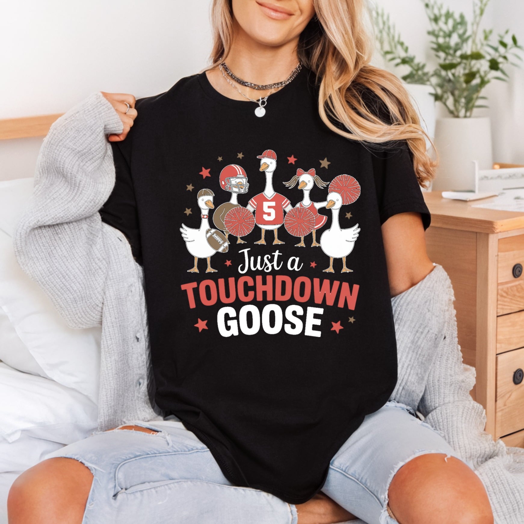 Just Touchdown Goose Football Funny Pet Ready to Press DTF Transfer for Dtf