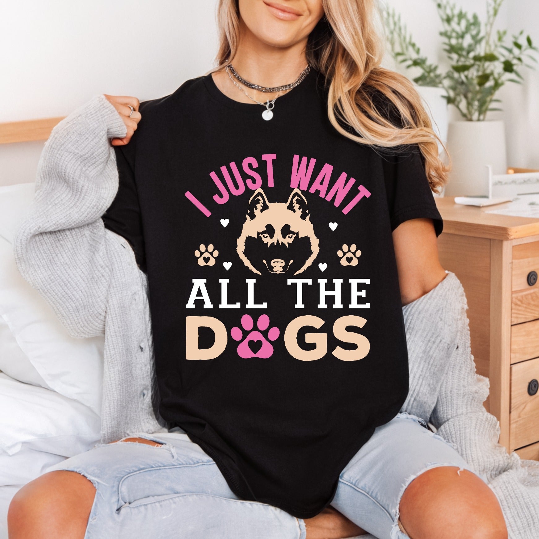 Just Want All Dogs Mom Dad Ready to Press DTF Transfer for Dtf
