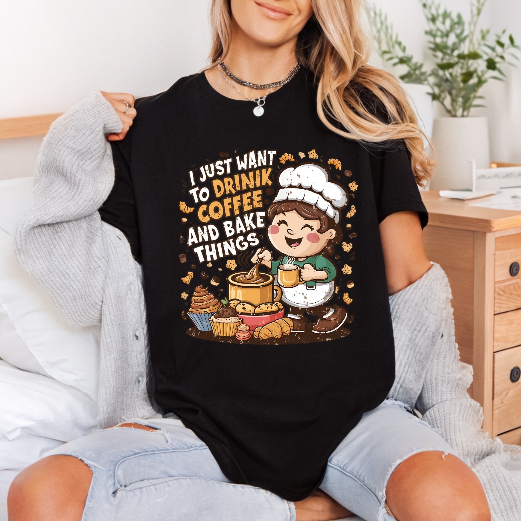 Just Want Drink Coffee Cute & Kawaii Collection Jobs & Professions Collection Ready to Press DTF Transfer for Dtf