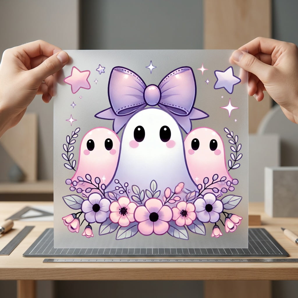 Kawaii Ghost Floral Pastel Halloween Aesthetic Ready to Press DTF Transfer for Dtf