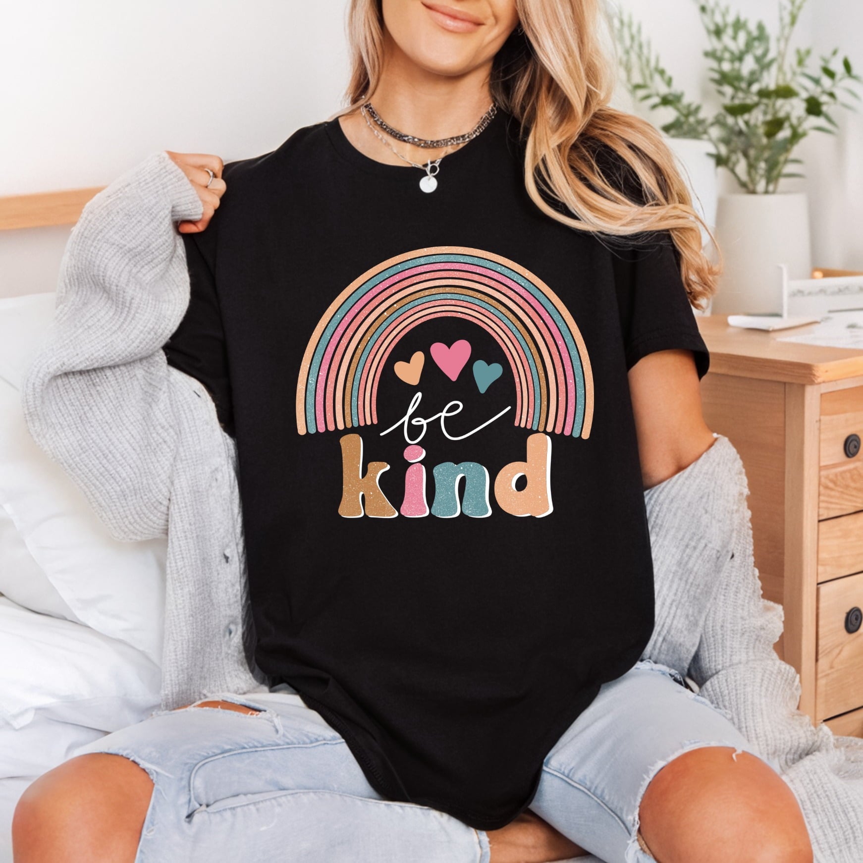 Kind Retro Rainbow Boho Retro Boho Ready to Press DTF Transfer for Dtf