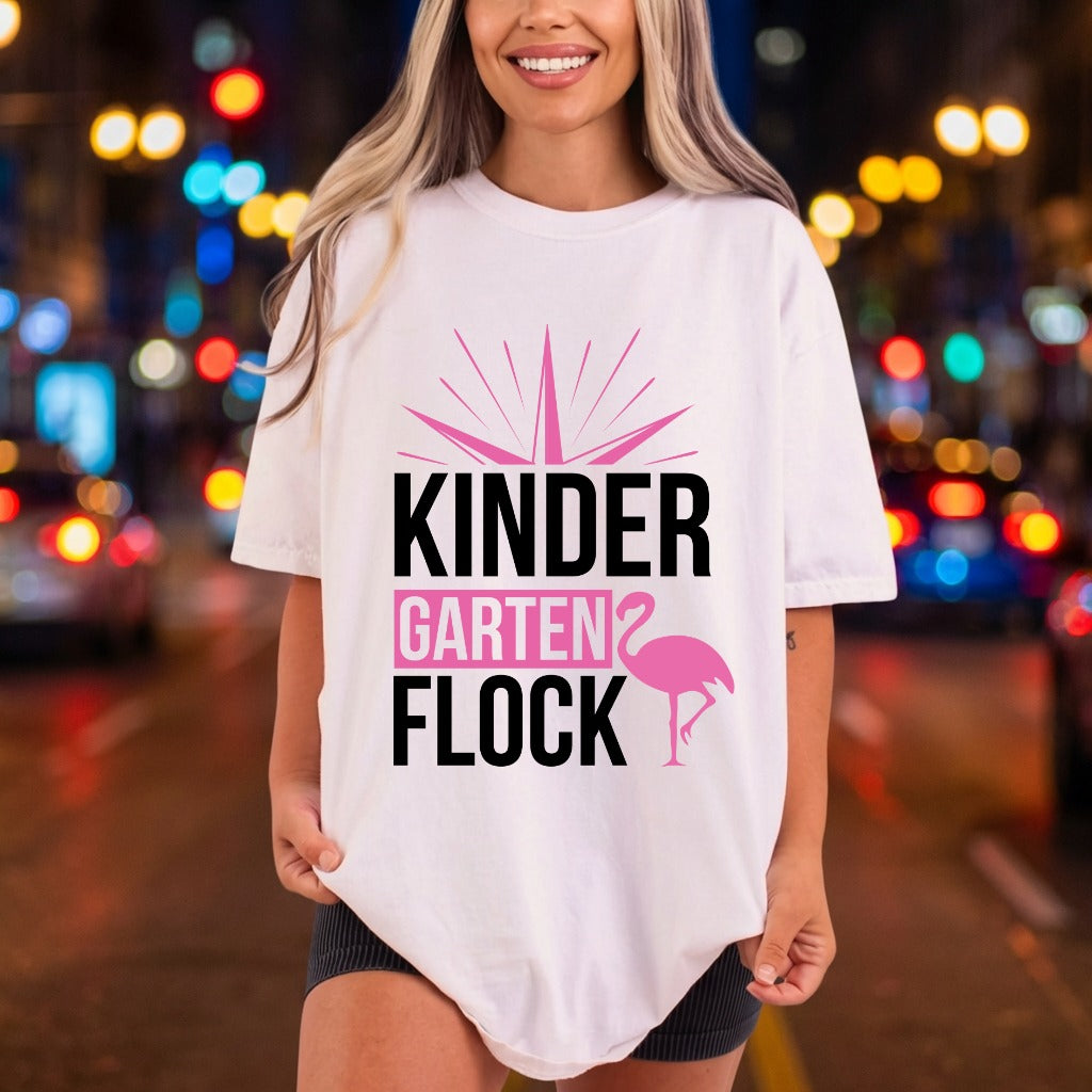 Kindergarten Flock Pink Flamingo Teacher Funny Ready to Press DTF Transfer for Dtf