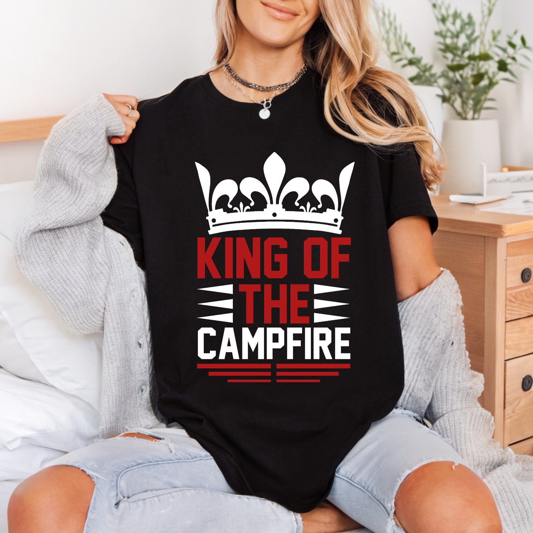 King Campfire Outdoor Adventure Dad Funny Ready to Press DTF Transfer for Dtf